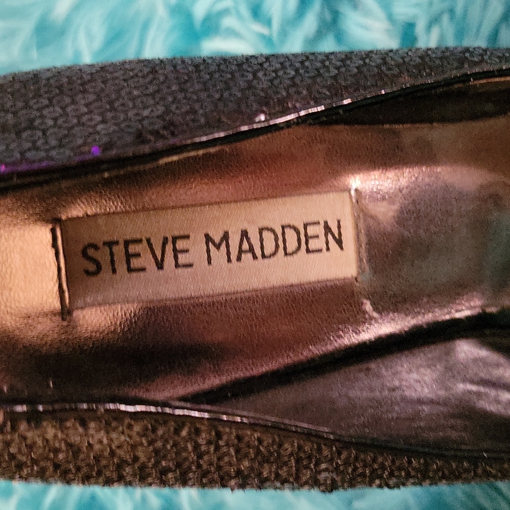 Steve Madden Black Sequin Heels Size 7.5 - Picture 3 of 7